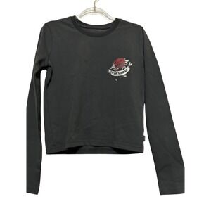 Converse Women's T-Shirt‎ Black Rose Tattoo Classic Casual Medium